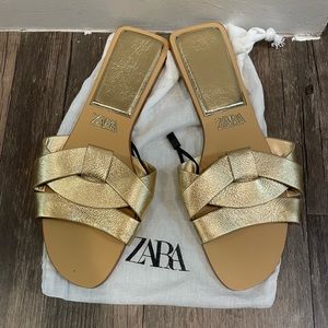Zara crossed leather sandals - never worn